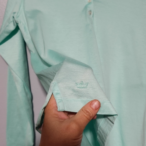PETER MILLAR Long Sleeve Polo Shirt Womens Medium Mint Green Preppy Golf - Picture 5 of 7